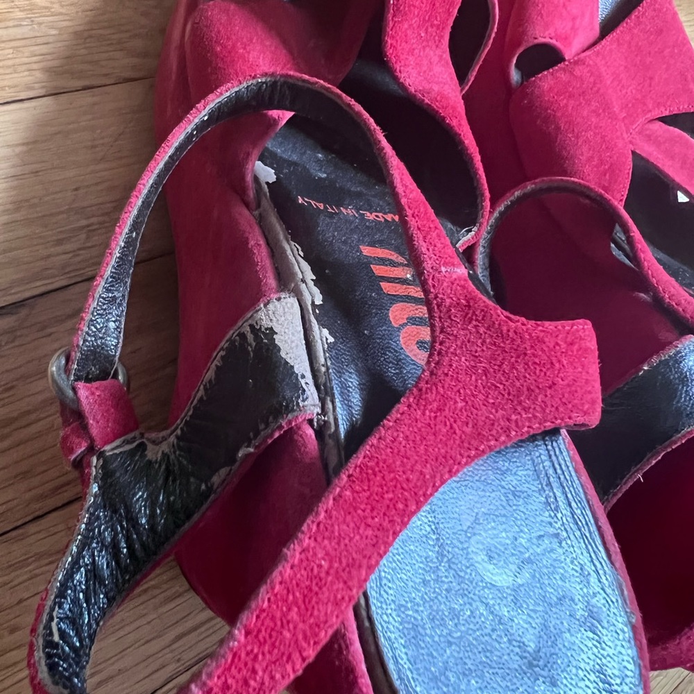 Miu Miu Red Suede Platforms Comfy! - image 7